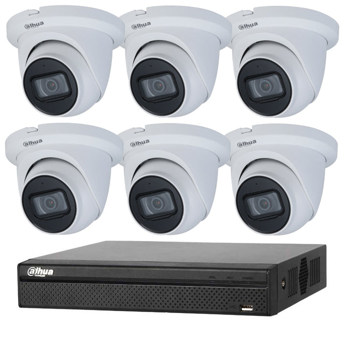 Dahua 6MP 8CH CCTV Kit: 6 x IP Eyeball WizSense Cameras + 8CH 16MP Ultra 4K AI NVR