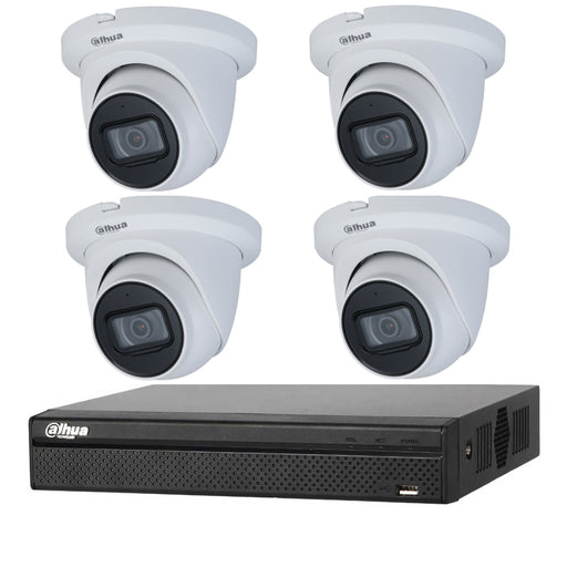 Dahua 8MP 4CH CCTV Kit: 4 x IP Eyeball WizSense Cameras + 4CH 16MP Ultra 4K AI NVR - Civic Electronic