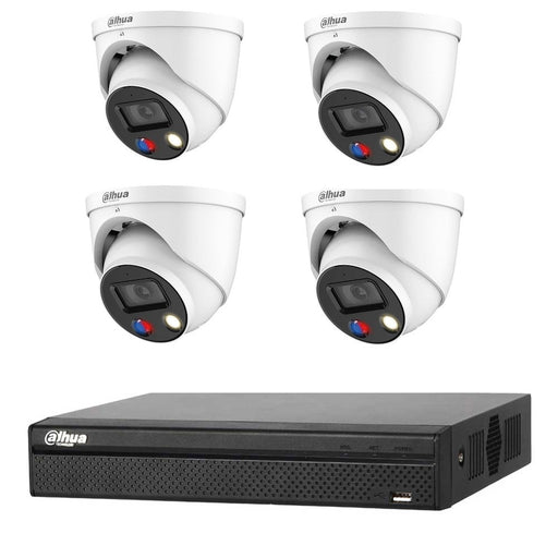 Dahua 8MP 4CH CCTV Kit: 4 x 8MP Full-Color TIOC 2.0 Active Deterrence WizSense Cameras + 4CH NVR - Civic Electronic