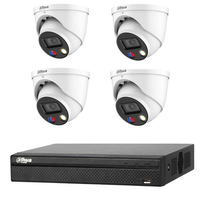 Dahua 8MP 4CH CCTV Kit: 4 x 8MP Full-Color TIOC 2.0 Active Deterrence WizSense Cameras + 4CH NVR