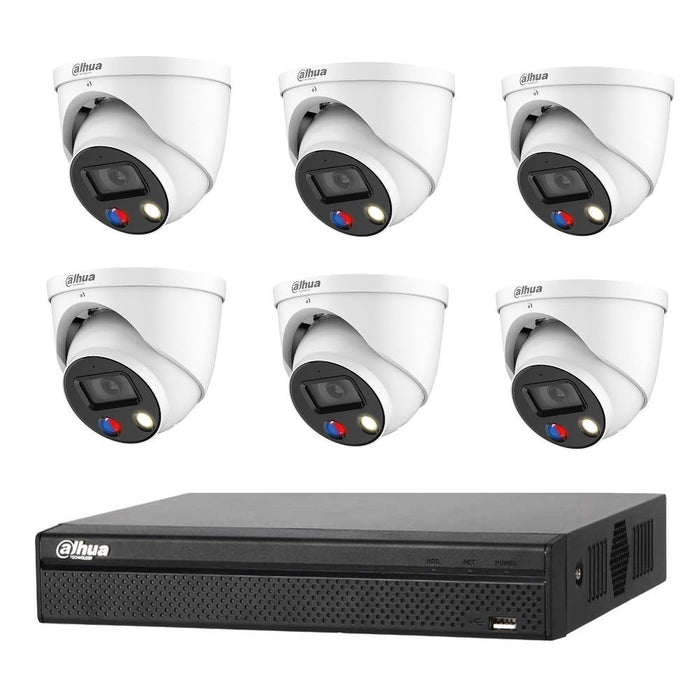Dahua 8MP 8CH CCTV Kit: 6 x 8MP Full-Color TIOC 2.0 Active Deterrence WizSense Cameras + 8CH NVR