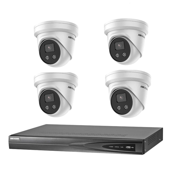 Hikvision 8MP 4CH CCTV Kit: 4 x IP AcuSense Turret Cameras + 4CH NVR