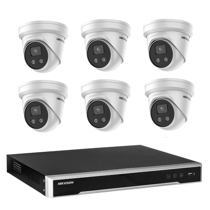Hikvision 6MP 8CH CCTV Kit: 6 x IP AcuSense Turret Cameras + 8CH NVR