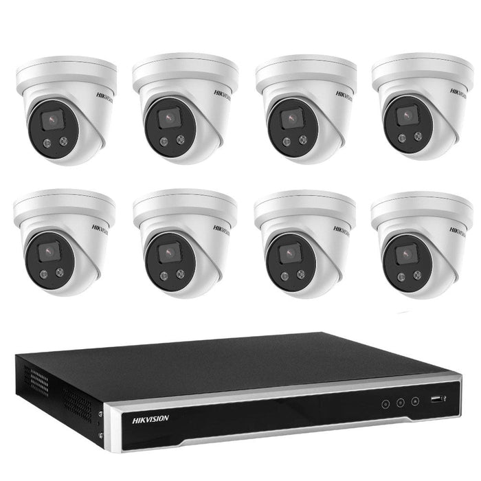 Hikvision 8MP 8CH CCTV Kit: 8 x IP AcuSense Turret Cameras + 8CH NVR