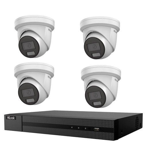 HiLook 4K 8MP All-in-One Active Colour Deterrence 4CH CCTV Kit: 4 x IP Active Colour Camera+ 4CH NVR - Civic Electronic