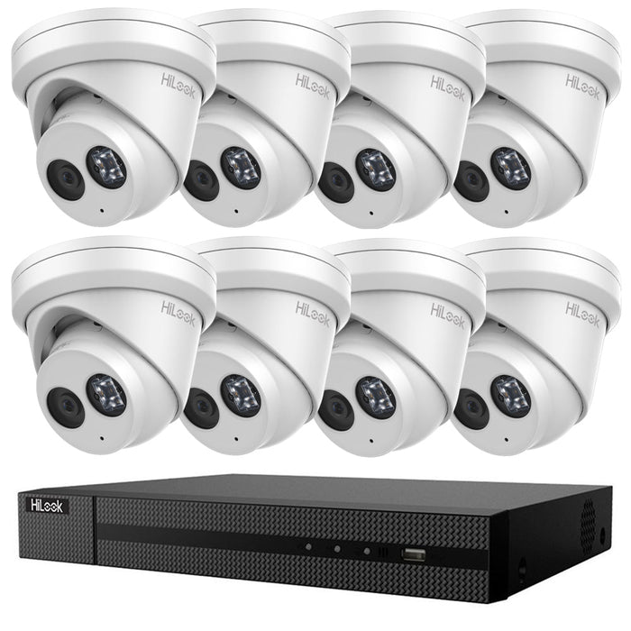 Hikvision HiLook 8MP AcuSense 8CH CCTV Kit: 8 x IP Turret Cameras + 8CH NVR