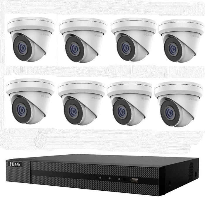 Hikvision HiLook 8MP 4K 8CH CCTV Kit: 8 x IP Turret Cameras + 8CH NVR